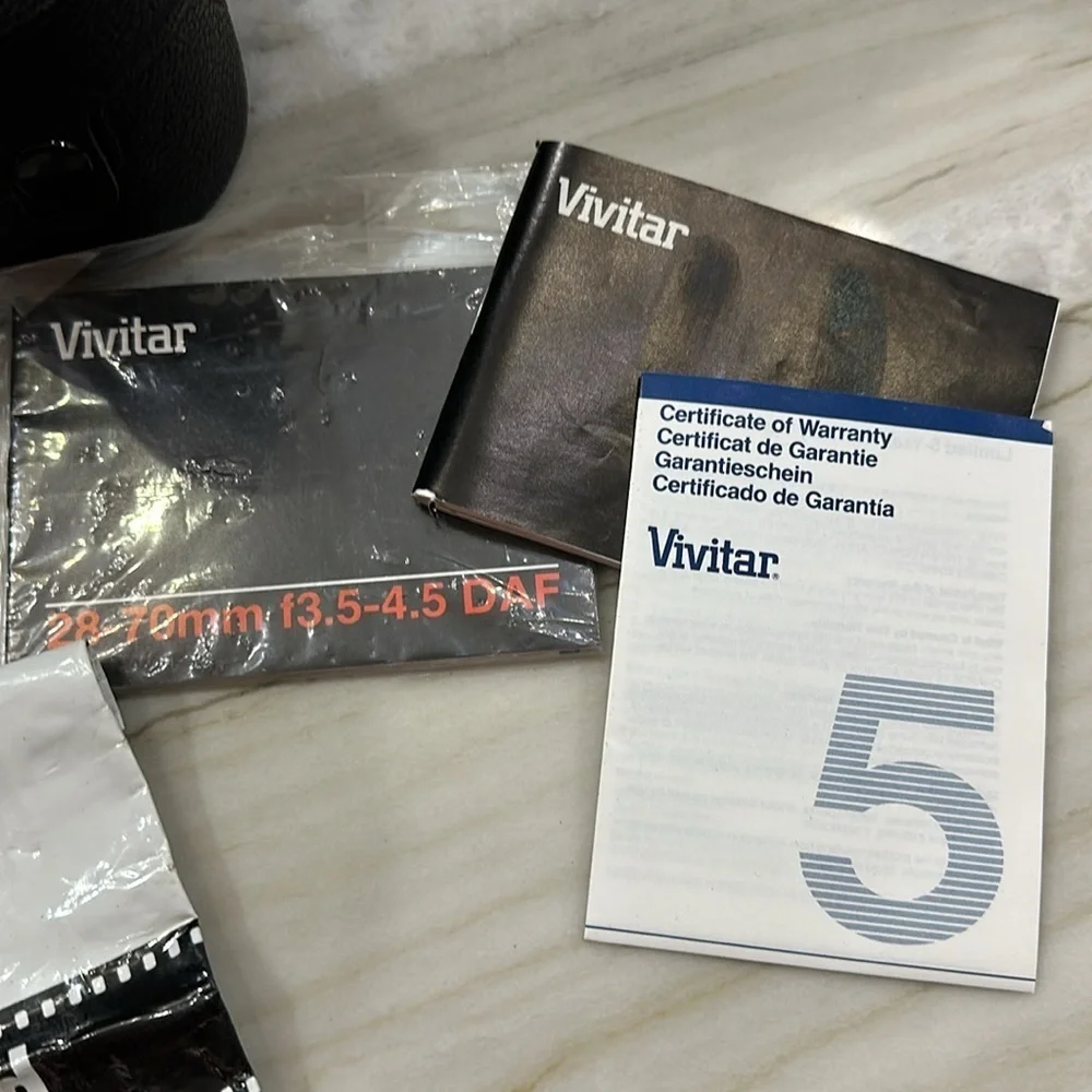 Vivitar Lot of 3 lenses w/cases cleaning items & large camera case Made In Japan